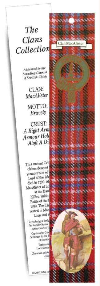 Image 1 of MacAlister Clan Tartan MacAlister History Bookmarks Set of 2