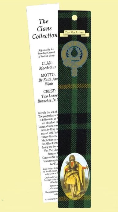 Image 0 of MacArthur Clan Tartan MacArthur History Bookmarks Set of 2