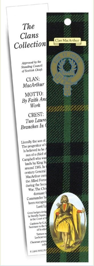 Image 1 of MacArthur Clan Tartan MacArthur History Bookmarks Set of 2