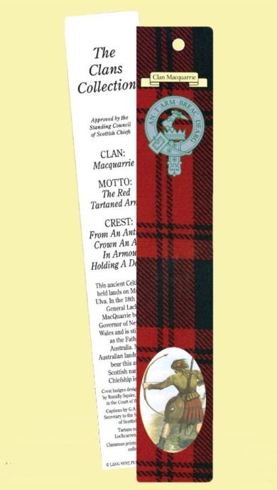 Image 0 of MacQuarrie Clan Tartan MacQuarrie History Bookmarks Set of 5