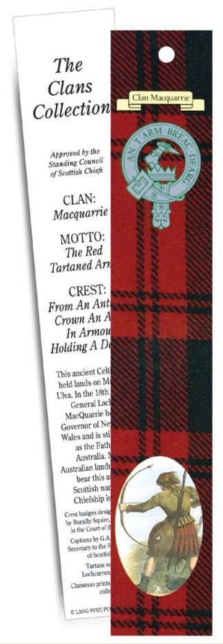Image 1 of MacQuarrie Clan Tartan MacQuarrie History Bookmarks Set of 5