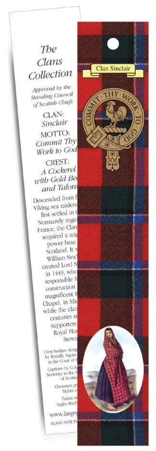 Image 1 of Sinclair Clan Tartan Sinclair History Bookmarks Set of 5
