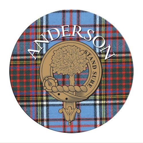 Image 1 of Anderson Clan Crest Tartan Cork Round Clan Badge Coasters Set of 2