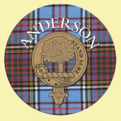Anderson Clan Crest Tartan Cork Round Clan Badge Coasters Set of 2