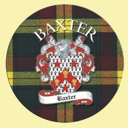 Baxter Coat of Arms Tartan Cork Round Scottish Name Coasters Set of 2