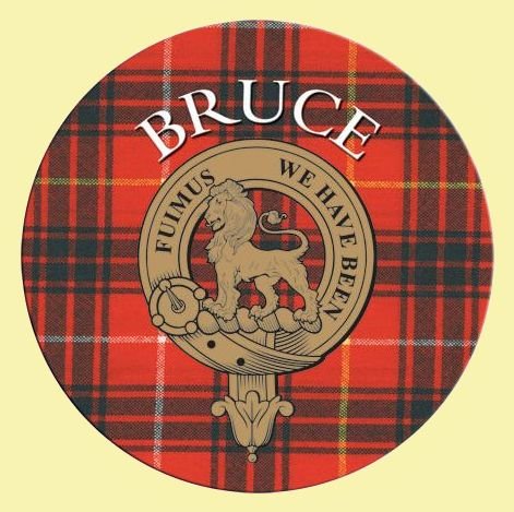 Image 0 of Bruce Clan Crest Tartan Cork Round Clan Badge Coasters Set of 2  