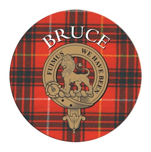 Image 1 of Bruce Clan Crest Tartan Cork Round Clan Badge Coasters Set of 2  