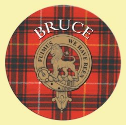 Bruce Clan Crest Tartan Cork Round Clan Badge Coasters Set of 2  