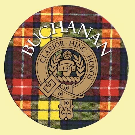 Image 0 of Buchanan Clan Crest Tartan Cork Round Clan Badge Coasters Set of 2