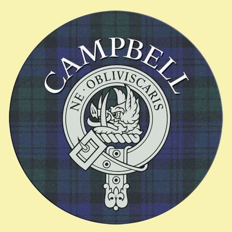 Image 0 of Campbell Clan Crest Tartan Cork Round Clan Badge Coasters Set of 2  