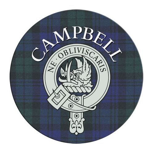 Image 1 of Campbell Clan Crest Tartan Cork Round Clan Badge Coasters Set of 2  