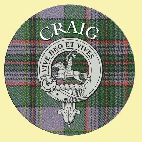 Image 0 of Craig Clan Crest Tartan Cork Round Clan Badge Coasters Set of 2  
