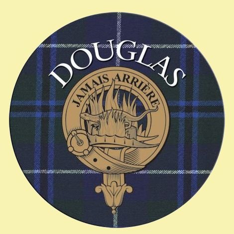 Image 0 of Douglas Clan Crest Tartan Cork Round Clan Badge Coasters Set of 2  