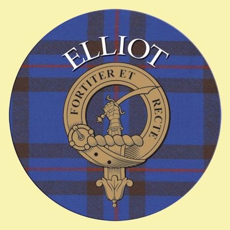 Image 0 of Elliot Clan Crest Tartan Cork Round Clan Badge Coasters Set of 2  