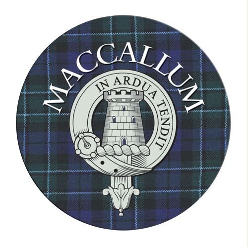 Image 1 of MacCallum Clan Crest Tartan Cork Round Clan Badge Coasters Set of 2