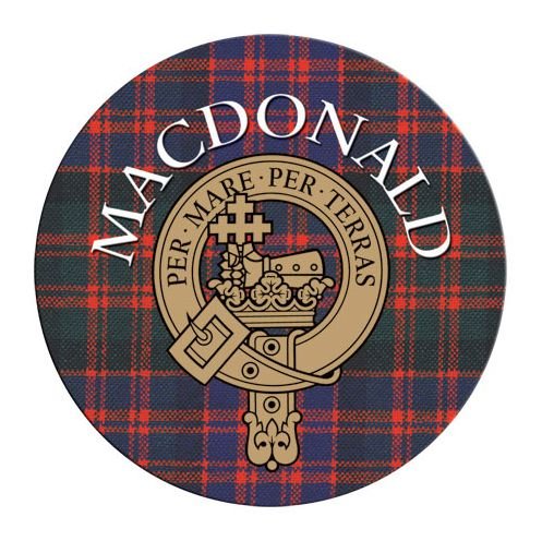 Image 1 of MacDonald Clan Crest Tartan Cork Round Clan Badge Coasters Set of 2 