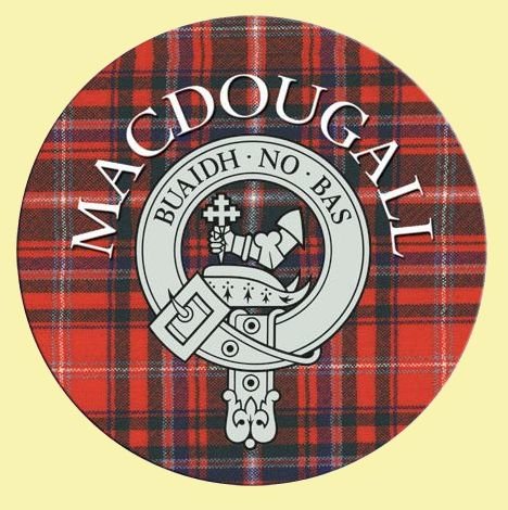 Image 0 of MacDougall Clan Crest Tartan Cork Round Clan Badge Coasters Set of 2  