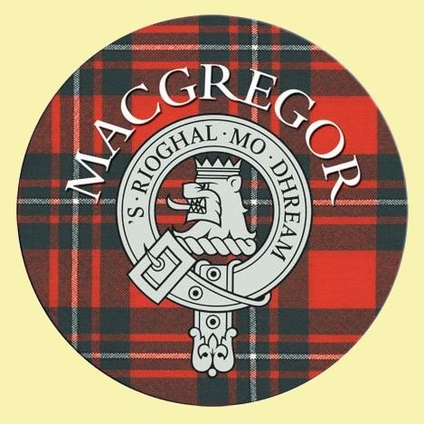 Image 0 of MacGregor Clan Crest Tartan Cork Round Clan Badge Coasters Set of 2 