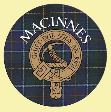 Image 0 of MacInnes Clan Crest Tartan Cork Round Clan Badge Coasters Set of 2  