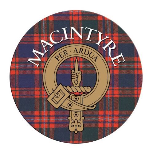 Image 1 of MacIntyre Clan Crest Tartan Cork Round Clan Badge Coasters Set of 2