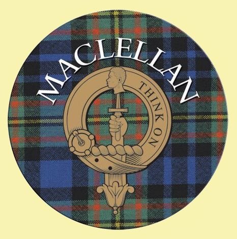 Image 0 of MacLellan Clan Crest Tartan Cork Round Clan Badge Coasters Set of 2  