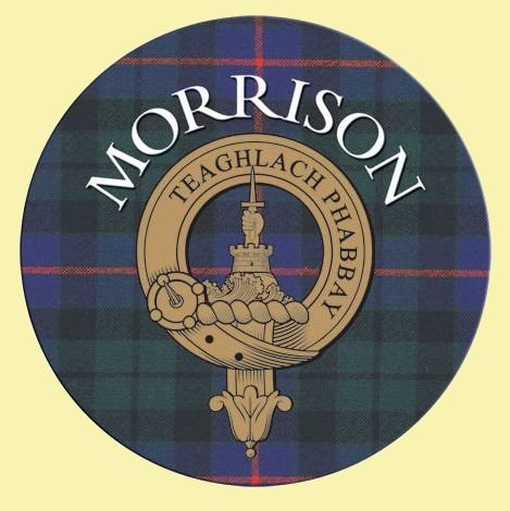 Image 0 of Morrison Clan Crest Tartan Cork Round Clan Badge Coasters Set of 2 