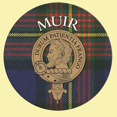 Image 0 of Muir Clan Crest Tartan Cork Round Clan Badge Coasters Set of 2  