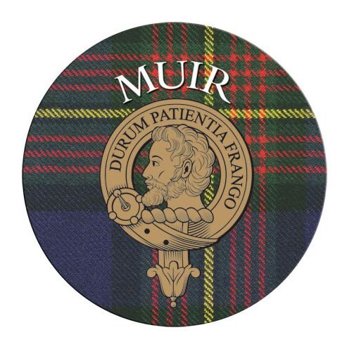 Image 1 of Muir Clan Crest Tartan Cork Round Clan Badge Coasters Set of 2  