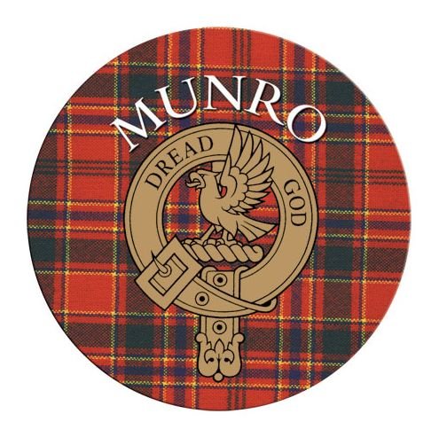 Image 1 of Munro Clan Crest Tartan Cork Round Clan Badge Coasters Set of 2  