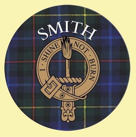 Image 0 of Smith Clan Crest Tartan Cork Round Clan Badge Coasters Set of 2  