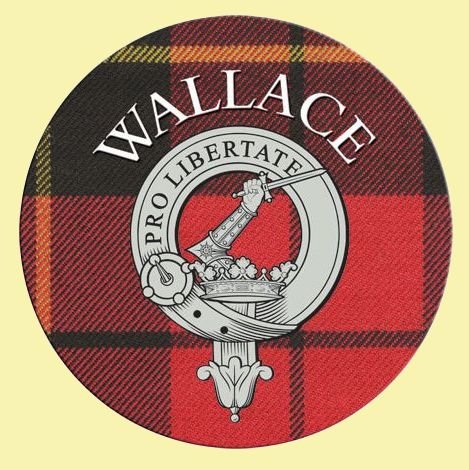 Image 0 of Wallace Clan Crest Tartan Cork Round Clan Badge Coasters Set of 2  