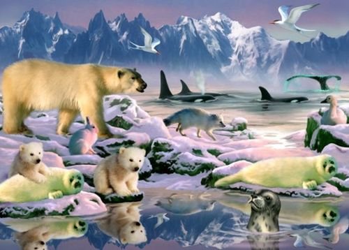 Image 1 of Arctic Animal Themed Mega Wooden Jigsaw Puzzle 500 Pieces