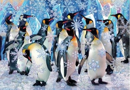 Image 1 of Snowflakes Penguin Animal Themed Wentworth Wooden Jigsaw Puzzle 