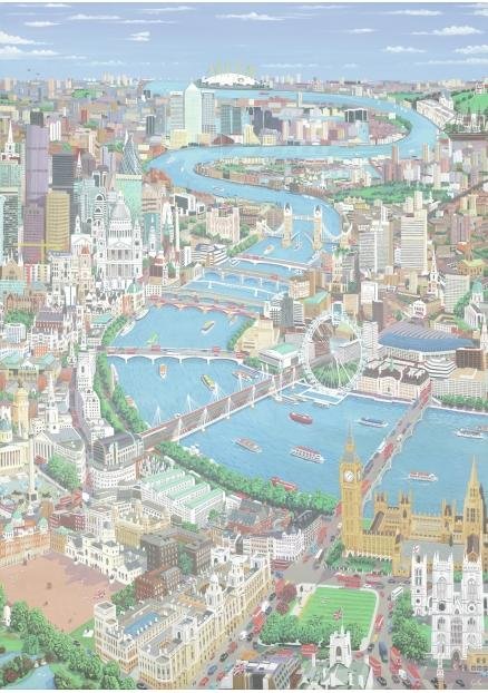 Image 5 of The Thames London Location Theme Wentworth Wooden Jigsaw Puzzle 