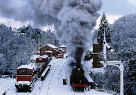 Image 1 of Snow Steam Trees Train Themed Maxi Wooden Jigsaw Puzzle 250 Pieces 