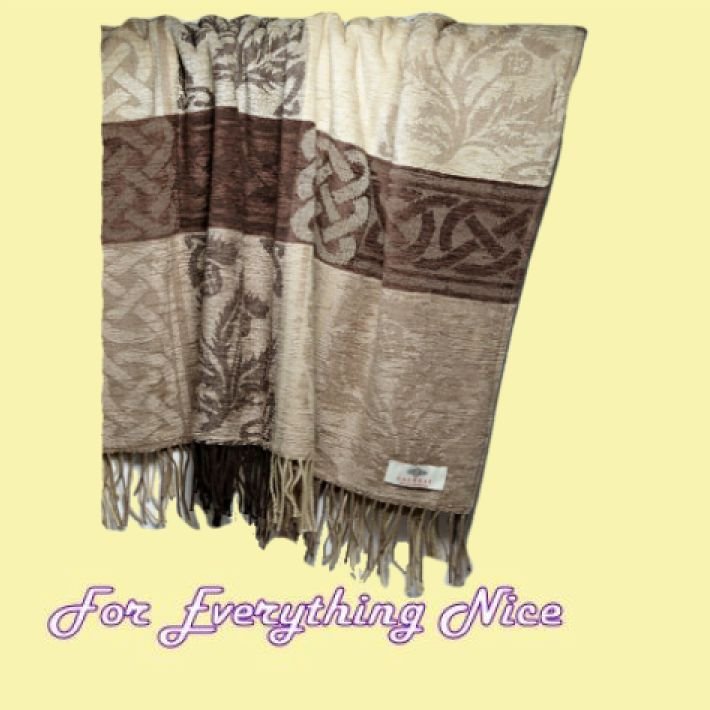 Image 0 of Celtic Thistle Chocolate Chenille Wool Jacquard Blanket Throw