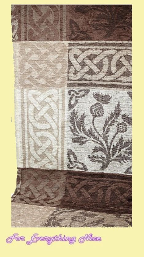 Image 4 of Celtic Thistle Chocolate Chenille Wool Jacquard Blanket Throw
