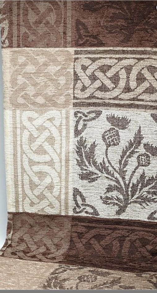 Image 5 of Celtic Thistle Chocolate Chenille Wool Jacquard Blanket Throw