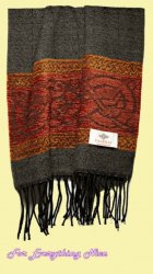 Celtic Dogs Charcoal Chenille Wool Fringed Jacquard Scarf