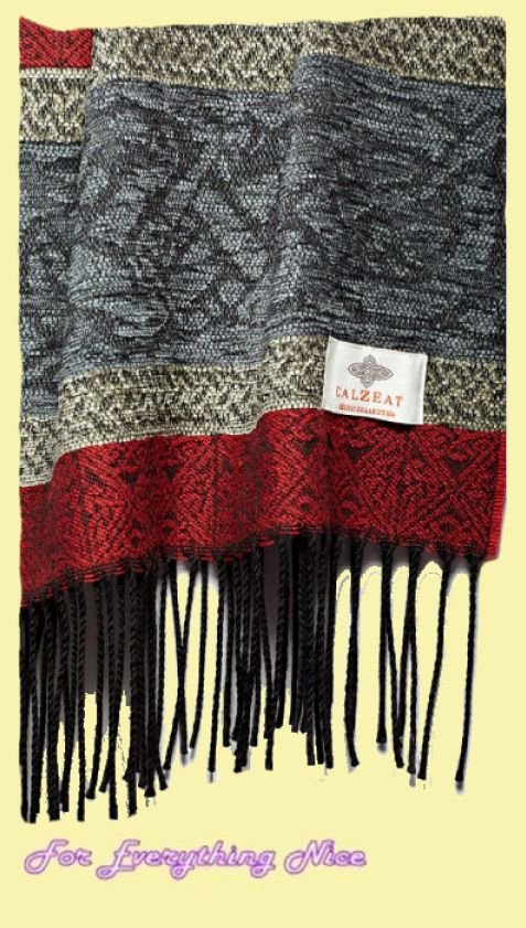 Image 6 of Celtic Dogs Romany Chenille Wool Fringed Jacquard Scarf