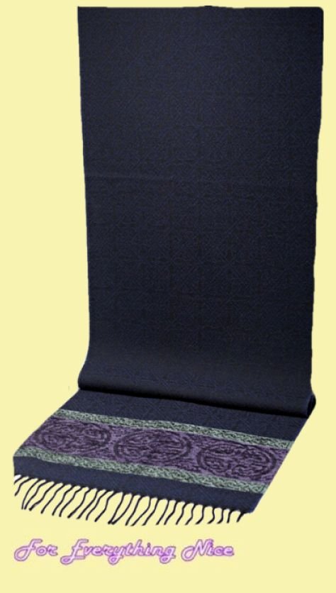 Image 4 of Celtic Border Nordic Midnight Chenille Wool Fringed Jacquard Scarf