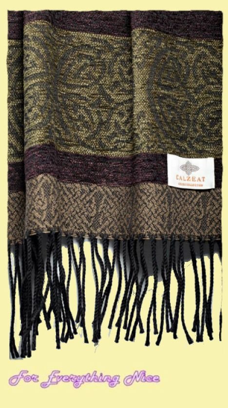 Image 6 of Celtic Border Nordic Forest Chenille Wool Fringed Jacquard Scarf