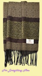 Celtic Border Nordic Forest Chenille Wool Fringed Jacquard Scarf