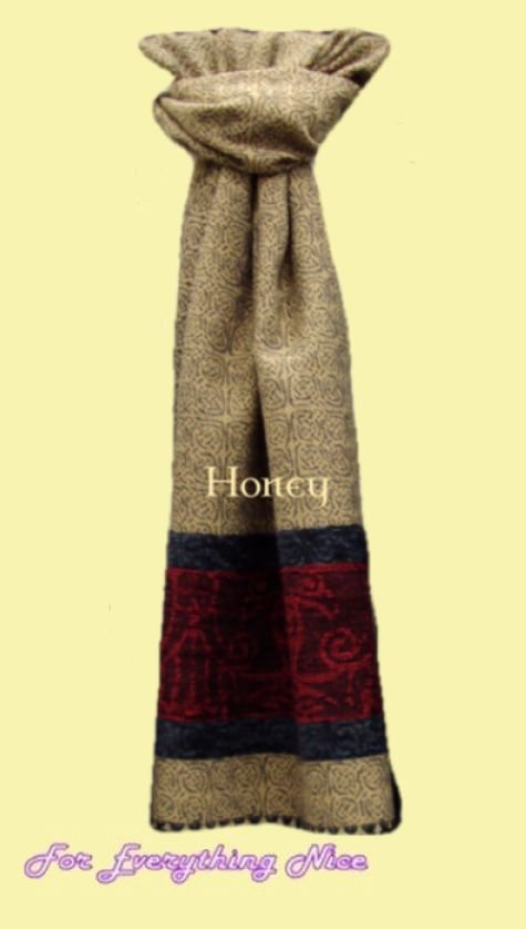 Image 0 of Celtic Birds Honey Chenille Wool Fringed Jacquard Scarf