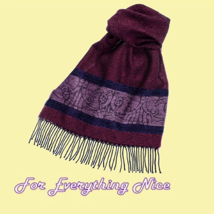 Image 2 of Celtic Birds Berry Chenille Wool Fringed Jacquard Scarf