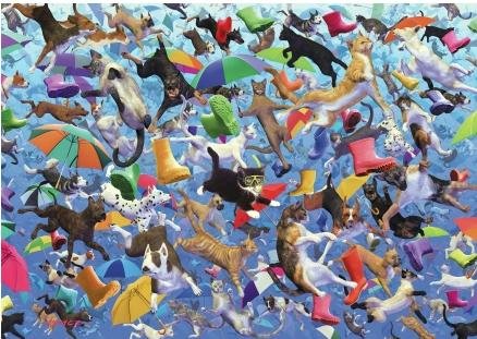 Image 1 of Raining Cats and Dogs Animal Themed Wentworth Wooden Jigsaw Puzzle 