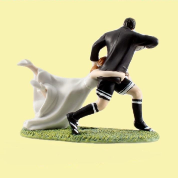 Image 2 of A Love Match Rugby Couple Hand Painted Porcelain Wedding Cake Topper