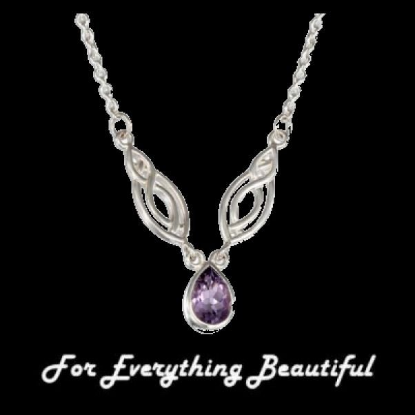 Image 0 of Amethyst Teardrop Adjustable Sterling Silver Necklace