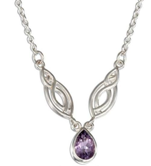 Image 1 of Amethyst Teardrop Adjustable Sterling Silver Necklace