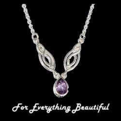 Amethyst Teardrop Adjustable Sterling Silver Necklace